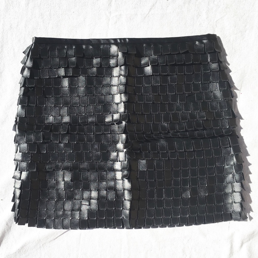 MAX STUDIO Leather Fringe Skirt